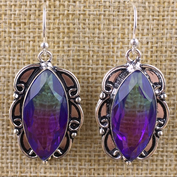 Sim Bi Color Tourmaline Hook Dangle Earrings - Picture 7 of 8